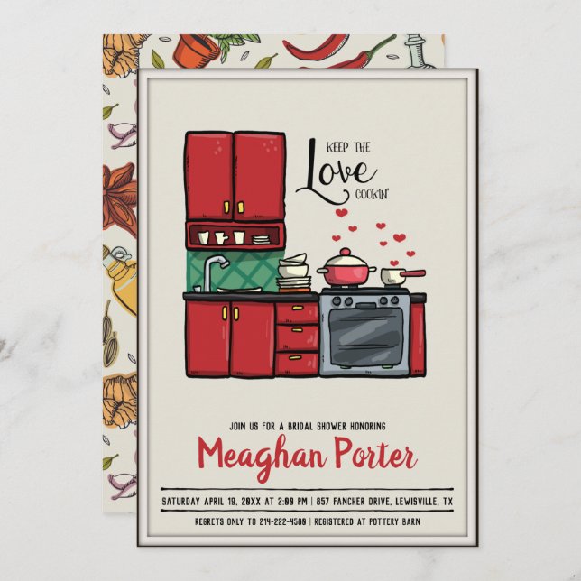 Invitation Cuisine Fête des mariées à thème (Devant / Derrière)