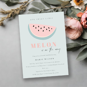 Invitation Cuisine Notre Petit Melon Pastel Baby shower bleu 
