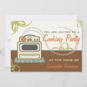 Invitation Cuisine - Retro Stove Brown Orange Blue