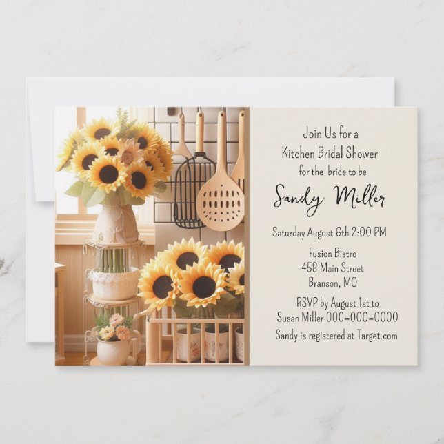 Invitation  Cuisine Tournesol Shower de Mariage (Devant)
