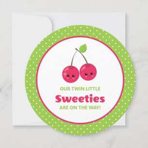 Invitation Cuisine Twin Little Sweeties Cerries Baby shower