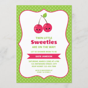 Invitation Cuisine Twin Little Sweeties Cerries Baby shower