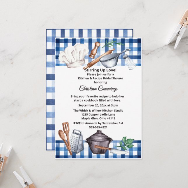 Invitation Cuisine Une Pinchée d'Amour : Réception de Mariage (Devant/Arrière en situation)