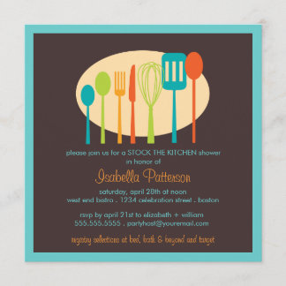 Invitation Cuisine Ustensiles Stock la Fête de l'mariée de cu
