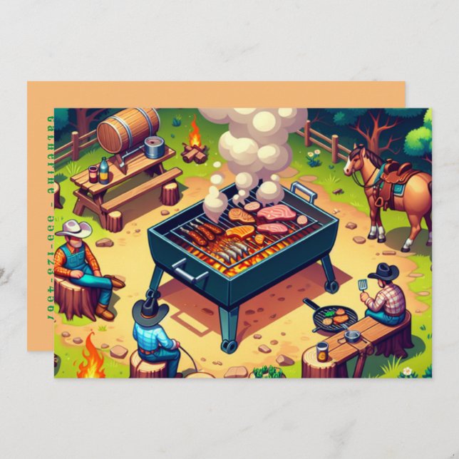 Invitation Cuisine Western Cowboys Grill Custom (Devant / Derrière)