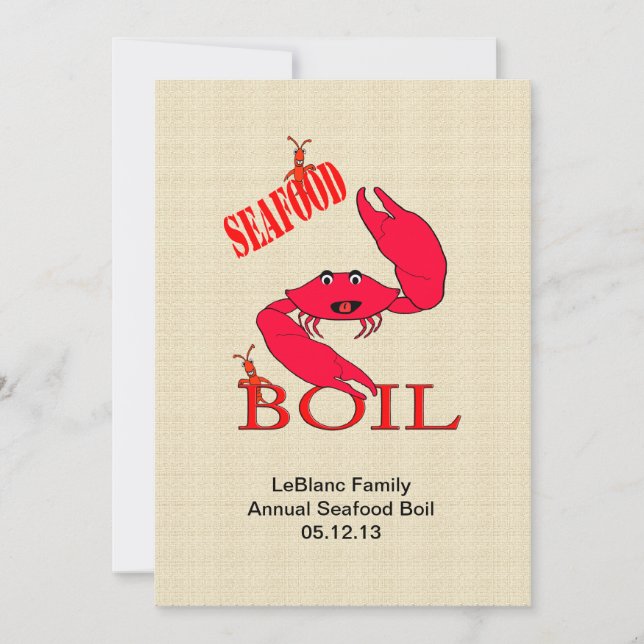 Invitation Cuisson de crabe / Homard Fruits de mer Faire boui (Devant)