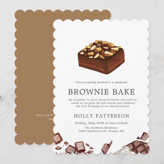 Invitation Cuit au four de brownies | Petite réunion de week- (Devant / Derrière)