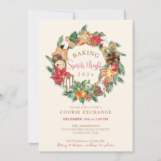 Invitation Cuit avec amour Pain d'épices Échange de biscuits (Devant)
