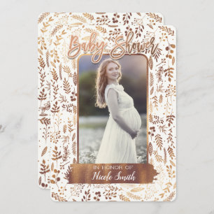 Invitation Cuivre Bronze Or huile Baby shower moderne Photo