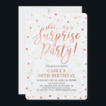 Invitation Cuivre et marbre | Surprise 50e fête d'anniversair<br><div class="desc">Célébrez votre journée spéciale avec cet élégant modèle d'invitation à la fête d'anniversaire moderne. Ce design est composé de confettis texturés en cuivre chic et d'un arrière - plan en marbre.</div>