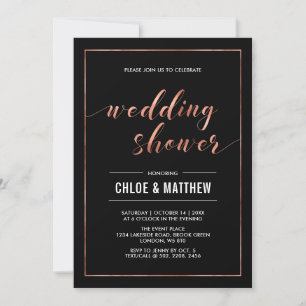 Invitation Cuivre et noir   Wedding shower moderne simple