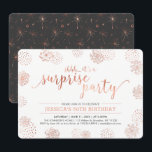 Invitation Cuivre | Fête d'anniversaire surprise moderne 50 a<br><div class="desc">Célébrez votre jour spécial avec ce design d'invitation de fête élégant qui présente une belle typographie et des motifs de fond dans une texture de rose doré faux. Parfait pour toute fête surprise. Vous pouvez personnaliser tout le texte comme vous le souhaitez.</div>