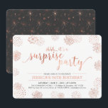 Invitation Cuivre | Fête d'anniversaire surprise moderne 50 a<br><div class="desc">Célébrez votre jour spécial avec ce design d'invitation de fête élégant qui présente une belle typographie et des motifs de fond dans une texture de rose doré faux. Parfait pour toute fête surprise. Vous pouvez personnaliser tout le texte comme vous le souhaitez.</div>