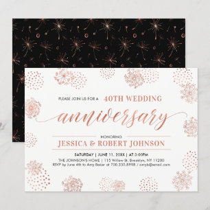 Invitation Cuivre   Floral moderne 40e anniversaire Mariage