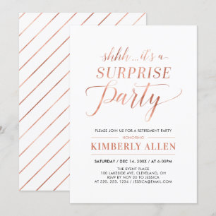 Invitation Cuivre   Simple moderne Surprise Retirement Party
