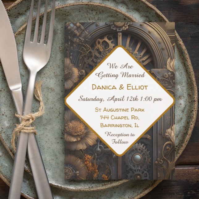Invitation Cuivre Steampunk Mariage unique (Créateur téléchargé)