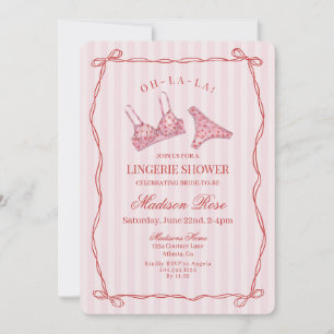 Invitation Culotte de douche lingerie rose et rouge à coeur p