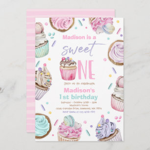Invitation Cupcake 1er Anniversaire Fête Sweet One Candy Part