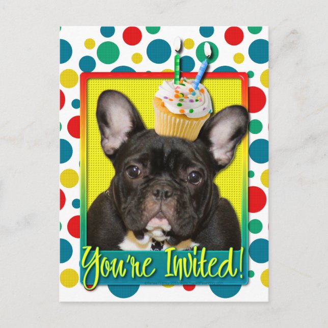 Invitation Cupcake 2 ans - French Bulldog (Devant)