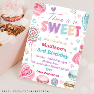 Invitation Cupcake 3e fête d'anniversaire Trois fois est si d