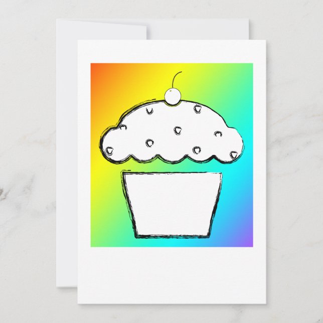 Invitation cupcake arc-en-ciel (Devant)