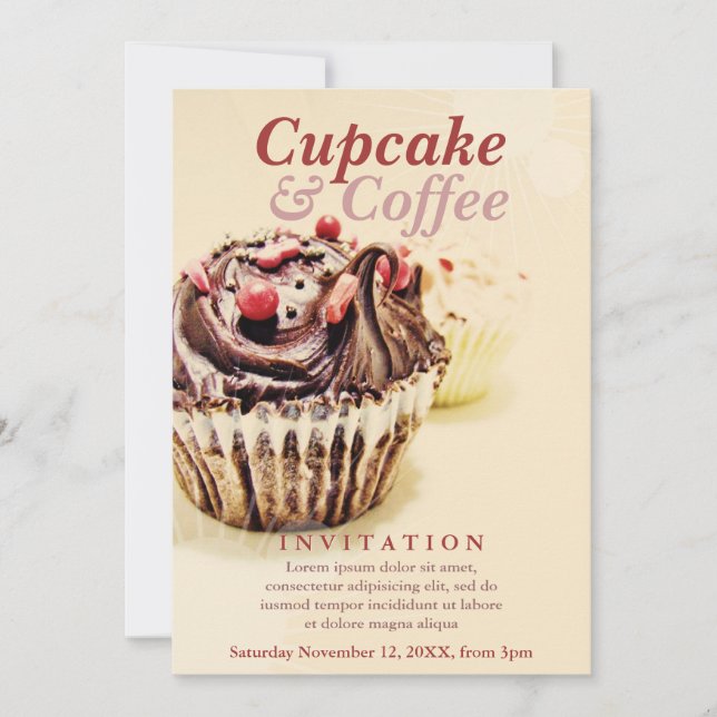 Invitation Cupcake au Fudge au Chocolat (Devant)