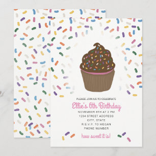 Invitation Cupcake avec pépites de couleur