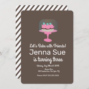 Invitation Cupcake Baking 3e table de gâteau fête d'anniversa