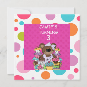 Invitation CUPCAKE & Bears GIRLS Anniversaire Fête Invit