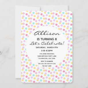 Invitation Cupcake Confetti Sprikle Fille Gâteau d'anniversai