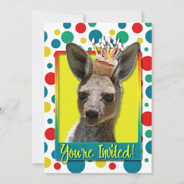 Invitation Cupcake d'anniversaire - Kangaroo (Devant)
