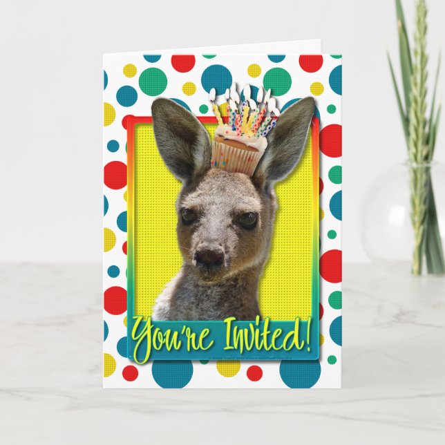 Invitation Cupcake d'anniversaire - Kangaroo (Devant)