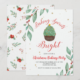 Invitation Cupcake de la fête de pâtisserie de Noël
