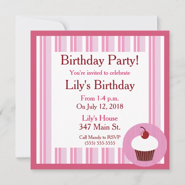 Invitation Cupcake de vanille rose (Devant)