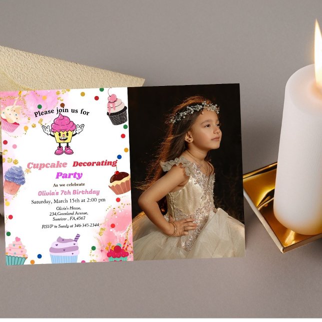 Invitation Cupcake décorant l'anniversaire, le bain de cuisso (Créateur téléchargé)