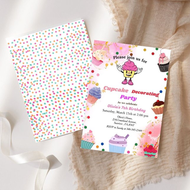 Invitation Cupcake décorant l'anniversaire, le bain de cuisso (Créateur téléchargé)