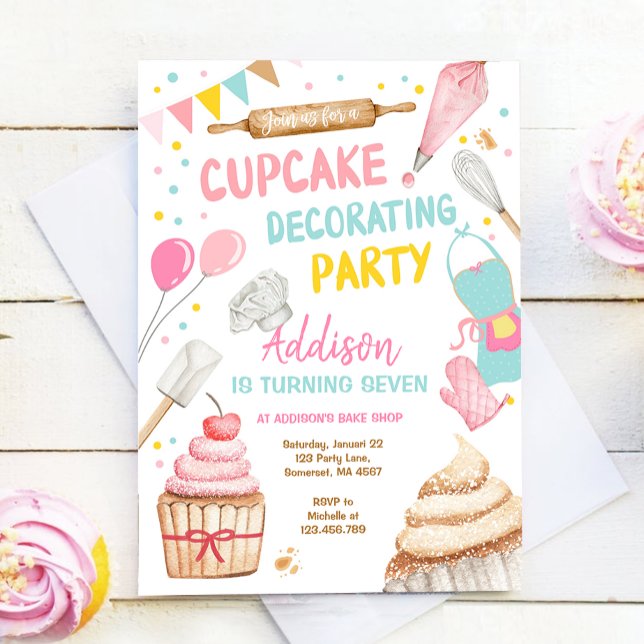 Invitation Cupcake Décoration Fête Fille Enfants Baking Anniv (Créateur téléchargé)