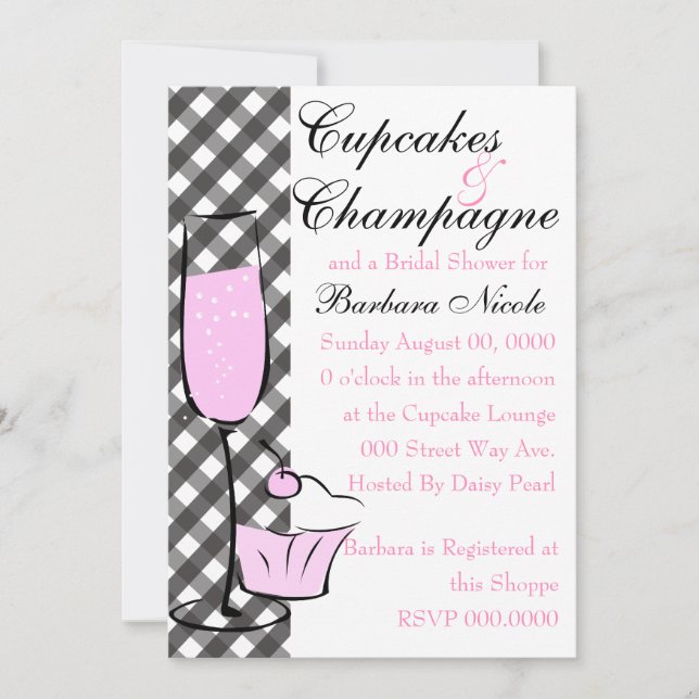 Invitation Cupcake et Champage (Devant)