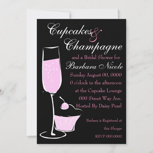 Invitation Cupcake et Champage (Devant)