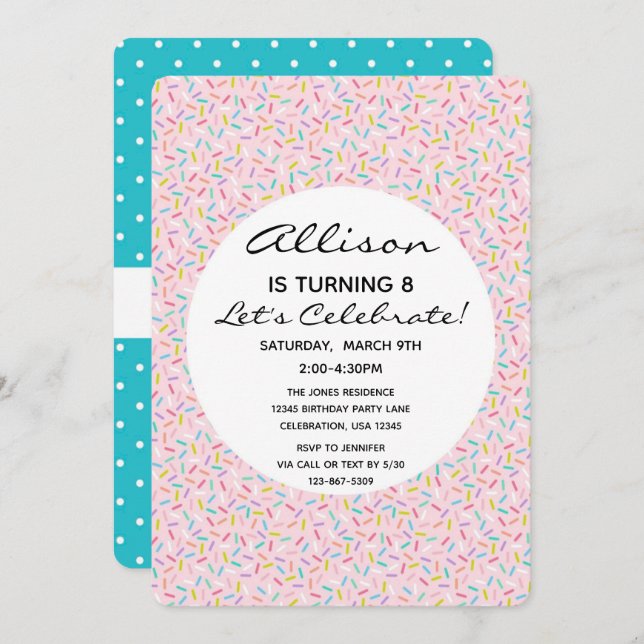 Invitation Cupcake Fille Cupcake Anniversaire Gâteau (Devant / Derrière)