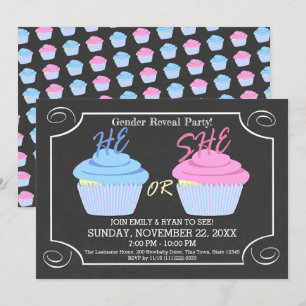 Invitation Cupcake Genre Reveale Party