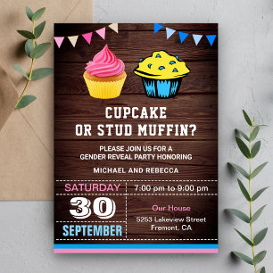 Invitation Cupcake ou Stud Muffin Parti de la révélation de g
