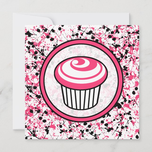 Invitation Cupcake - Plate-forme de peinture rose  (Devant)