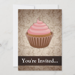 Invitation Cupcake rose/Brown
