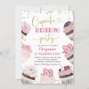 Invitation Cupcake rose Décoration Fête Anniversaire Invitati