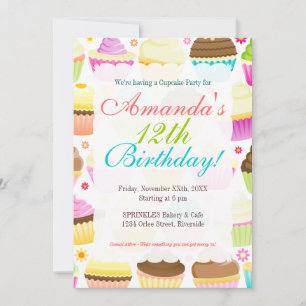 Invitation Cupcakes colorés