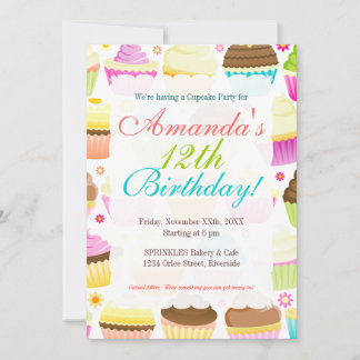 Invitation Cupcakes colorés
