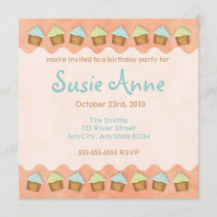 Invitation Cupcakes Cute Orange