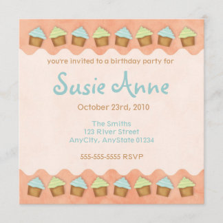 Invitation Cupcakes Cute Orange