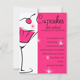 Invitation Cupcakes et Martinis en rose chaud